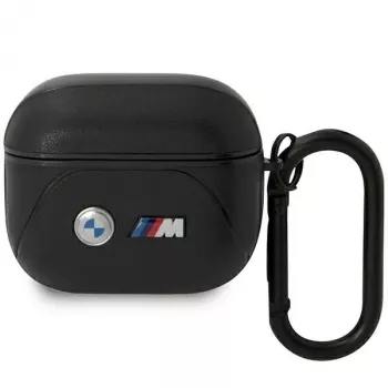 BMW BMA322PVTK AirPods 3 kartos dėklas juodos odos su lenkta linija