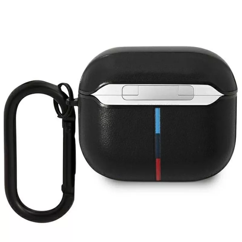 BMW BMA322PVTK AirPods 3 kartos dėklas juodos odos su lenkta linija