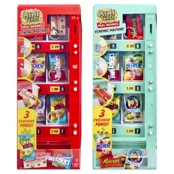 MGA's Miniverse Vending Machine Playset - Make It Mini Food Diner Series 1, 4 staigmenų kapsulės, interaktyvus monetų angas ir dozatorius, kolekcionuojami mini maisto kūriniai, nuo 8 metų