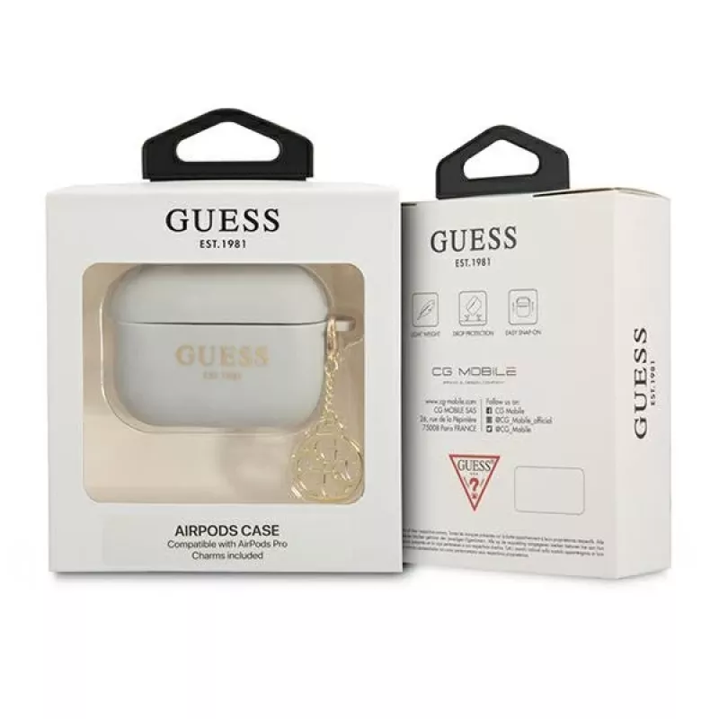 Guess GUAPLSC4EG AirPods Pro dangtelis pilkas silikoninis su pakabuku 4G kolekcija