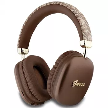 GUESS GUE003639 Gcube Metalinis Script logotipo ant ausų Bluetooth ausinės rudos