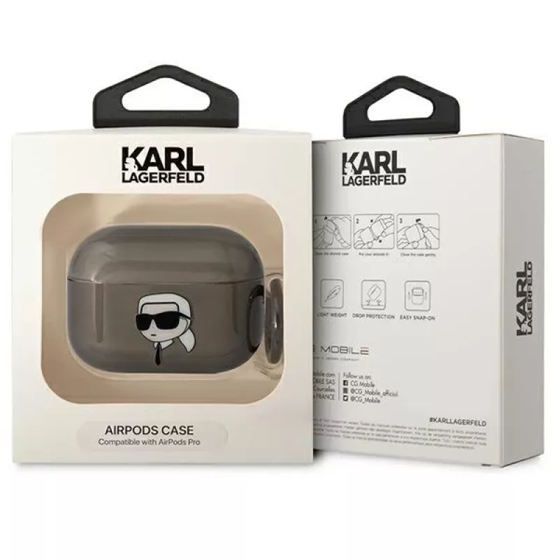 Karl Lagerfeld KLAPHNIKTCK AirPods Pro dangtelis juodas Karl Head