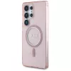 GUESS Glitter Circle Classic Logo MagSafe dėklas Samsung Galaxy S25 Ultra - rožinis