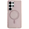 GUESS Glitter Circle Classic Logo MagSafe dėklas Samsung Galaxy S25 Ultra - rožinis