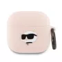 Karl Lagerfeld Silikoninis Choupette galvos 3D dėklas, skirtas AirPods 4 - rožinis