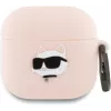 Karl Lagerfeld Silikoninis Choupette galvos 3D dėklas, skirtas AirPods 4 - rožinis