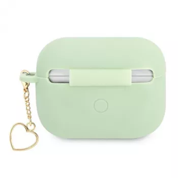 GUESS GUAPLSCHSN AirPods Pro dėklas žalias silikoninis su širdele Charm Heart kolekcija