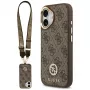 GUESS 4G Strass Logo ir didelio dirželio metalinių mygtukų MagSafe dėklas, skirtas iPhone 17 - ruda