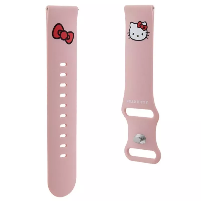 Hello Kitty Universalus silikoninis laikrodžio dirželis 22 mm, rožinis su Kitty galvute