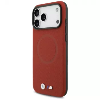 BMW M FW Metal Logo MagSafe dėklas, skirtas iPhone 17 Pro Max, raudonas