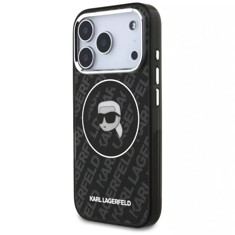 Karl Lagerfeld IML Karl Head Logo MagSafe dėklas, skirtas iPhone 17 Pro Max, juodas