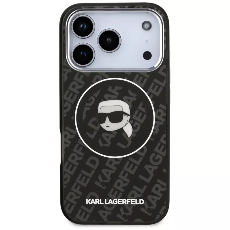 Karl Lagerfeld IML Karl Head Logo MagSafe dėklas, skirtas iPhone 17 Pro Max, juodas
