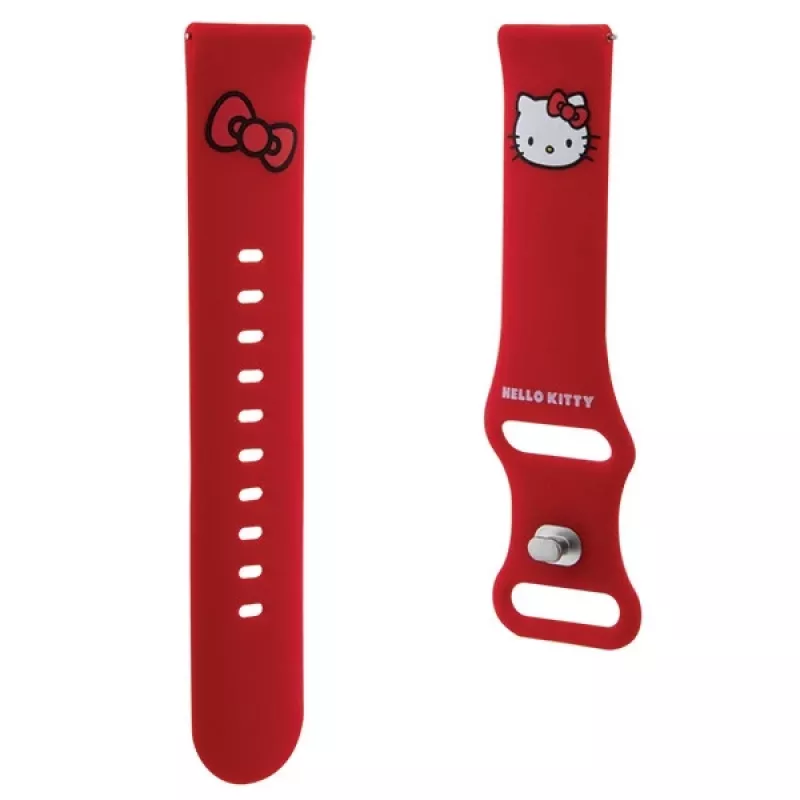 Hello Kitty Universalus silikoninis laikrodžio dirželis HKUWMSCHBLR raudonas su Kitty galvute 20mm