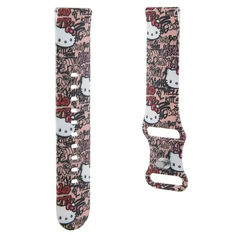 Hello Kitty Universalus silikoninis laikrodžio dirželis Graffiti Pink 22mm