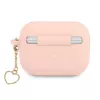 GUESS AirPods Pro dangtelis rožinis silikoninis su širdele Charm Heart kolekcija