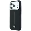 Mercedes Leather Semi Wrap Iconic Line MagSafe dėklas, skirtas iPhone 18 Pro Max / 17 Pro Max - juodas