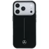 Mercedes Leather Semi Wrap Iconic Line MagSafe dėklas, skirtas iPhone 18 Pro Max / 17 Pro Max - juodas