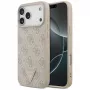 GUESS Leather 4G Triangle Strass MagSafe dėklas, skirtas iPhone 18 Pro Max / 17 Pro Max - rožinis