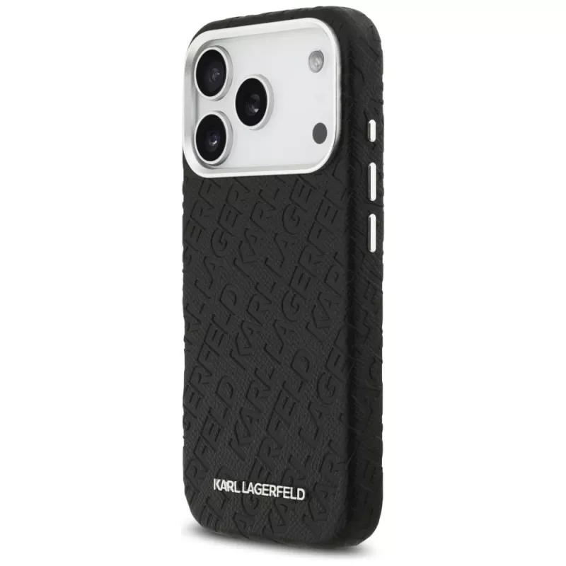 Karl Lagerfeld FW Stamped Karl MagSafe dėklas, skirtas Apple iPhone 17 Pro, juodas