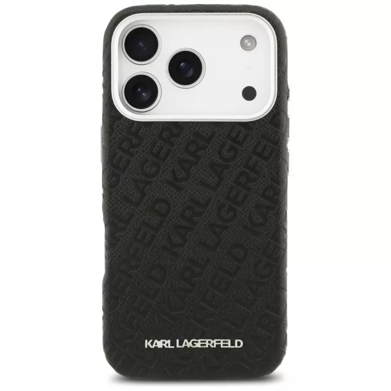 Karl Lagerfeld FW Stamped Karl MagSafe dėklas, skirtas Apple iPhone 17 Pro, juodas