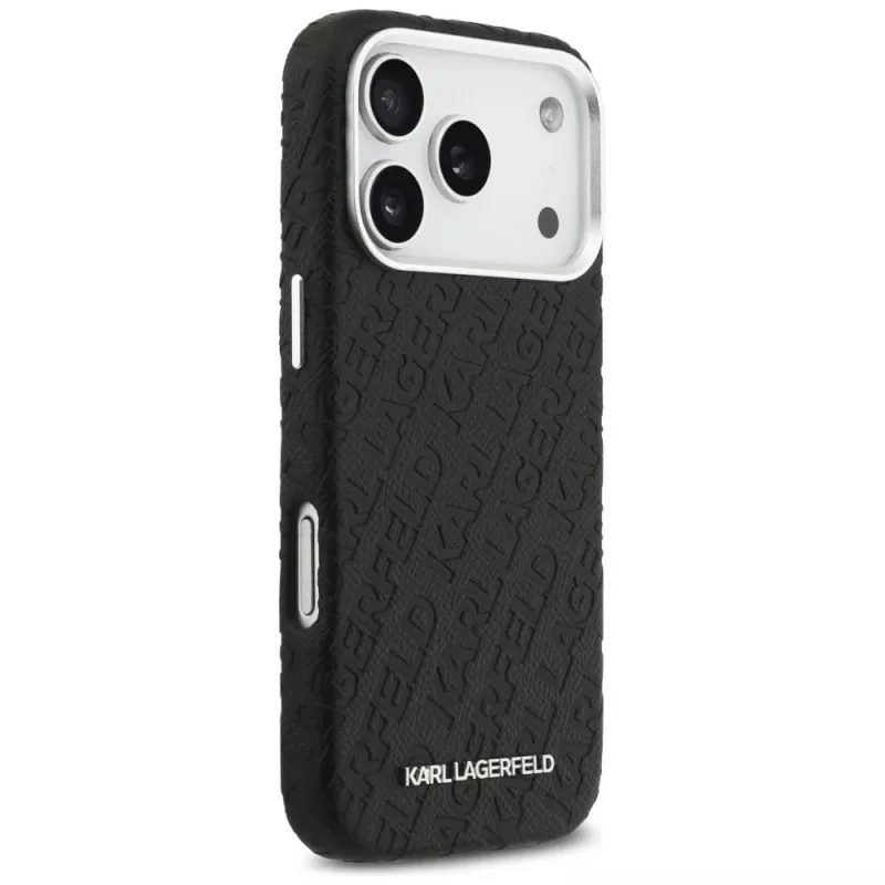 Karl Lagerfeld FW Stamped Karl MagSafe dėklas, skirtas Apple iPhone 17 Pro, juodas