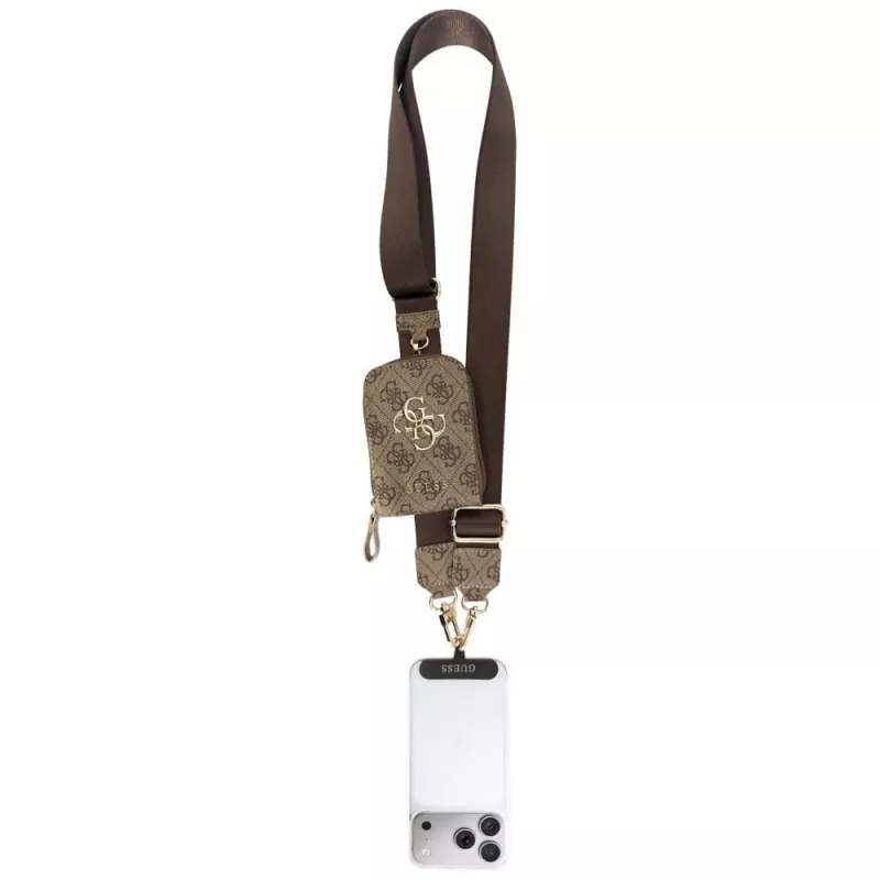 Guess 4G Metal Logo Universal Crossbody Telefono Dirželis su Pinigine - Ruda