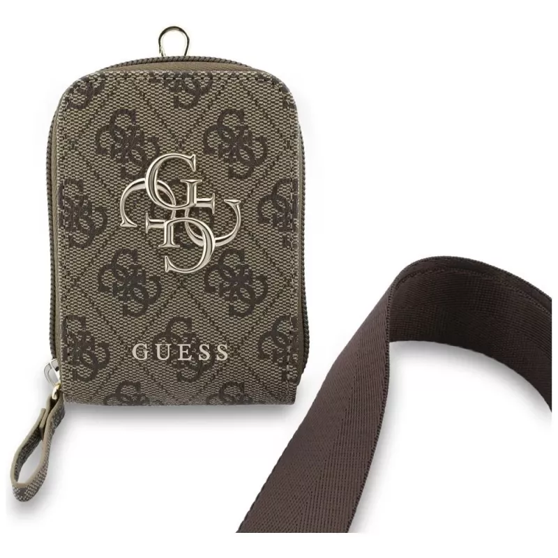 Guess 4G Metal Logo Universal Crossbody Telefono Dirželis su Pinigine - Ruda