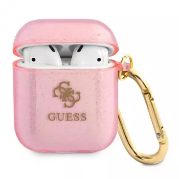 GUESS Glitter Collection apsauginis dėklas Apple AirPods 1/2 - rožinis