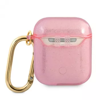 GUESS Glitter Collection apsauginis dėklas Apple AirPods 1/2 - rožinis