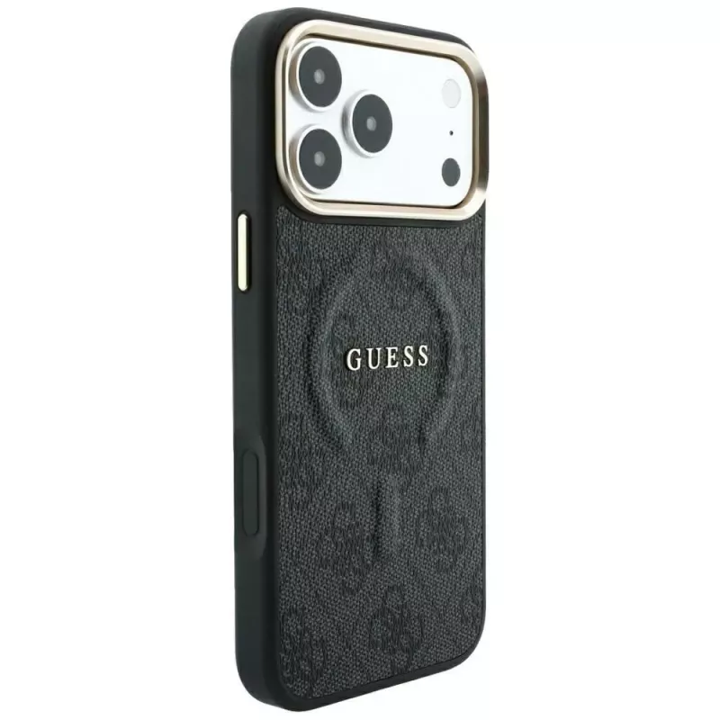 GUESS Embossed 4G Classic MagSafe dėklas, skirtas iPhone 17 Pro Max / 18 Pro Max - juodas