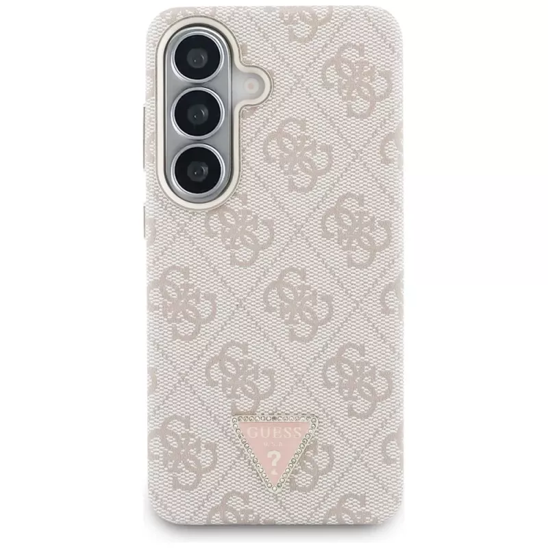 Guess 4G Triangle Logo MagSafe dėklas Samsung Galaxy S26 - rožinis