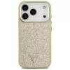 GUESS Glitter Triangle Logo MagSafe dėklas, skirtas iPhone 17 Pro - auksinis