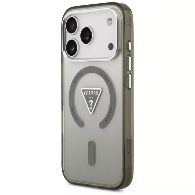 GUESS IML Gradient Triangle Logo MagSafe dėklas, skirtas iPhone 17 Pro - chaki