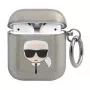 Karl Lagerfeld KLA2UKHGK AirPods 1/2 dėklas juodas su blizgučiais Karl's Head