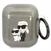 Karl Lagerfeld KLA2HNKCTGK AirPods 1/2 dėklas juodas su blizgučiais Karl & Choupette