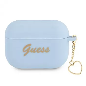 Guess GUAPLSCHSB AirPods Pro dangtelis mėlynas silikoninis su širdele Charm Heart kolekcija