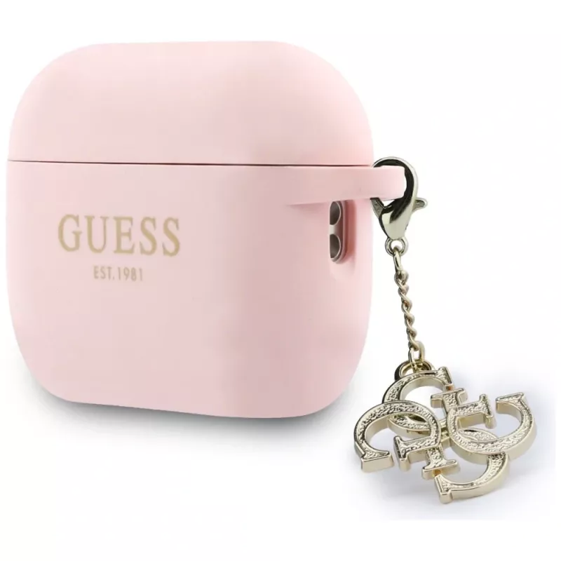 GUESS Silicone 4G Charm Case, skirtas Apple AirPods Pro (1 ir 2 kartos) - rožinė