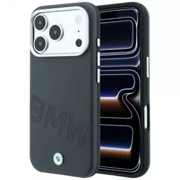 BMW Sign Inclined Deboss Letters MagSafe dėklas, skirtas iPhone 18 Pro Max / 17 Pro Max - pilkas