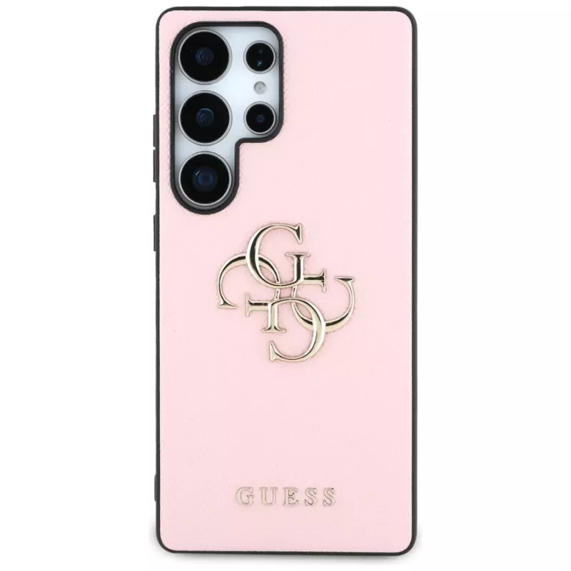 GUESS Grained Big 4G Logo Small Classic Logo dėklas, skirtas Samsung Galaxy S25 Ultra - rožinis