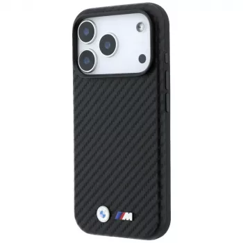 BMW M Carbon Metal Logo MagSafe dėklas, skirtas iPhone 18 Pro Max / 17 Pro Max - juodas