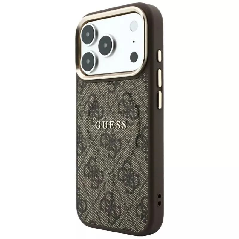 GUESS Embossed 4G Classic MagSafe dėklas, skirtas iPhone 17 Pro Max / 18 Pro Max - rudas