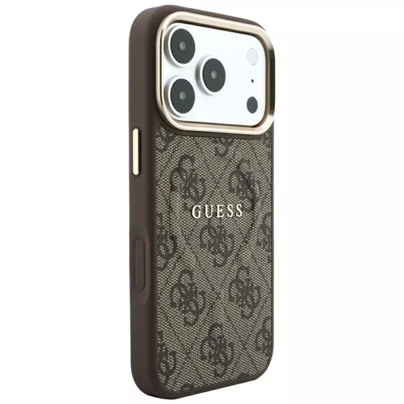 GUESS Embossed 4G Classic MagSafe dėklas, skirtas iPhone 17 Pro Max / 18 Pro Max - rudas