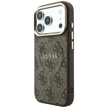 GUESS Embossed 4G Classic MagSafe dėklas, skirtas iPhone 17 Pro / 18 Pro - rudas