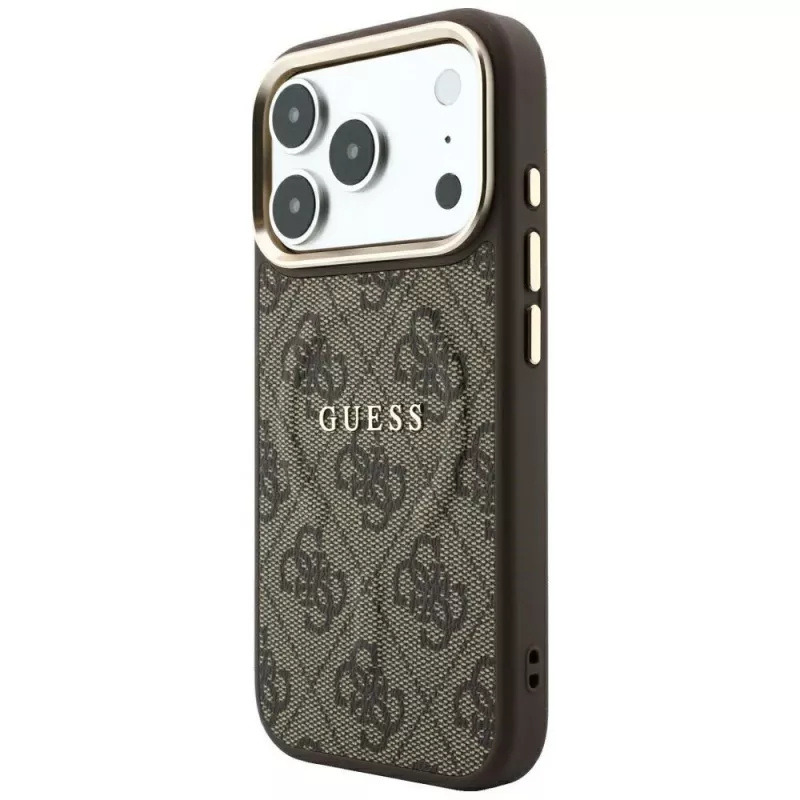 GUESS Embossed 4G Classic MagSafe dėklas, skirtas iPhone 17 Pro / 18 Pro - rudas