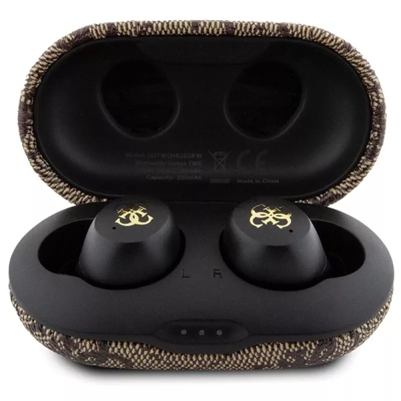 Guess GUTWSP4EGW belaidės ausinės su įkrovimo dėklu, Bluetooth 5.3, ENC, ruda 4G Metal