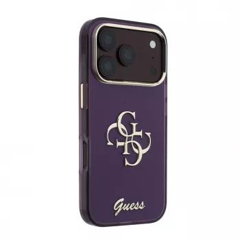 GUESS 4G Script Metal iPhone 18 Pro / 17 Pro dėklas - Burgundy