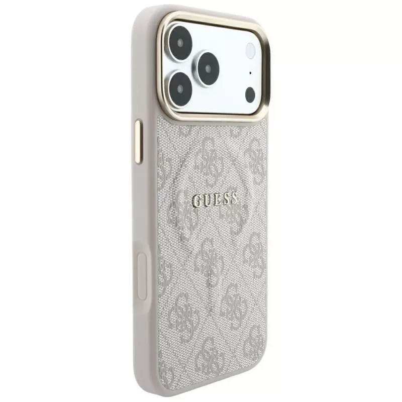 GUESS Embossed 4G Classic MagSafe dėklas, skirtas iPhone 17 Pro / 18 Pro - rožinis
