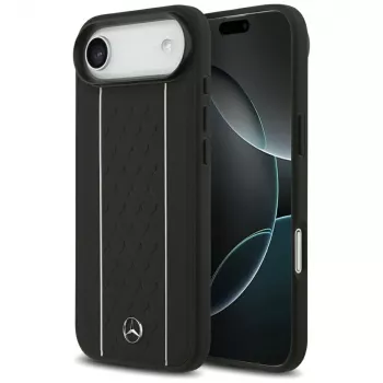 Mercedes-Benz Mercedes-Benz Leather Star Pattern Stripes MagSafe dėklas iPhone Air, juodas