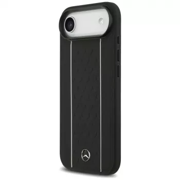 Mercedes-Benz Mercedes-Benz Leather Star Pattern Stripes MagSafe dėklas iPhone Air, juodas