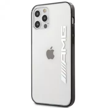 AMG AMHCP12LAESLBK iPhone 12 Pro Max permatomas kietas dėklas su metalo efekto juodu rėmeliu